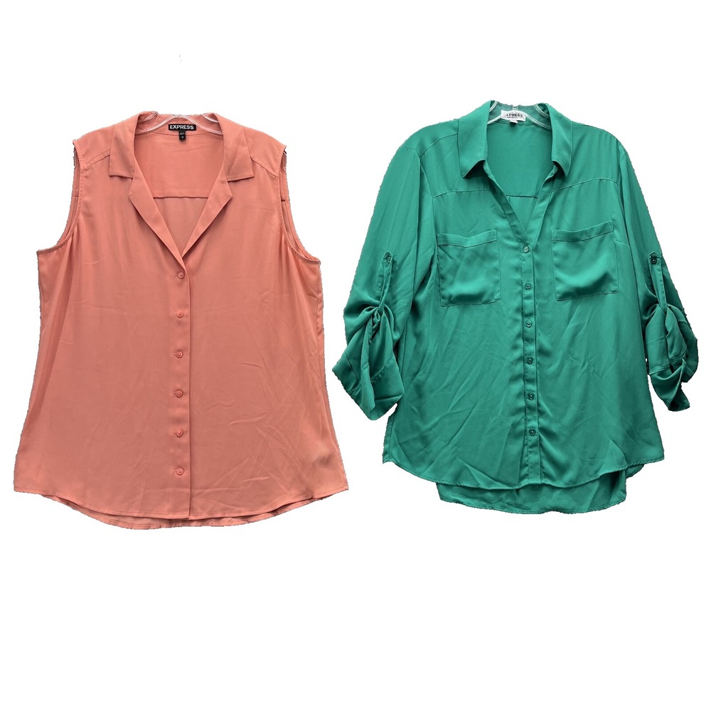 Express Blouse Top Lot of 2 Women's Large Corpcore Travel Office Classic Casual